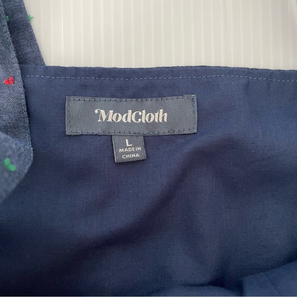 ModCloth Flirtation Bustier Cotton Rainbow Speckle Denim Top size Large - Picture 7 of 8